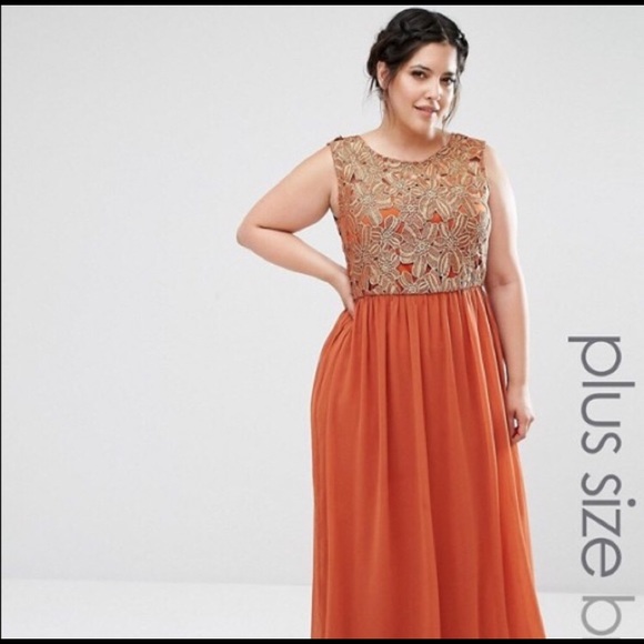 ASOS Curve Orange Maxi Dress - Picture 2 of 4